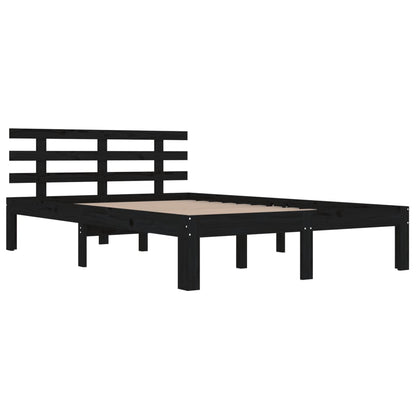 vidaXL Bed Frame | Black | Solid pine wood for frame, plywood for slats