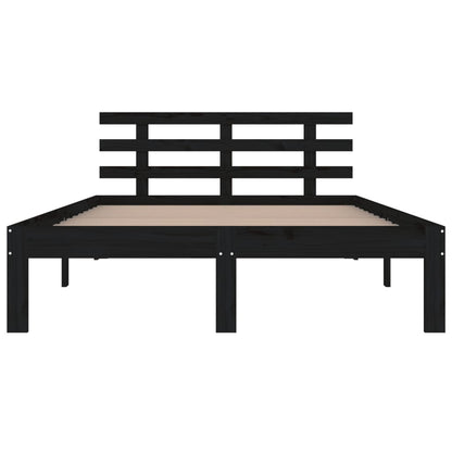 vidaXL Bed Frame | Black | Solid pine wood for frame, plywood for slats