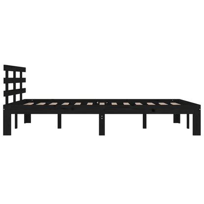 vidaXL Bed Frame | Black | Solid pine wood for frame, plywood for slats