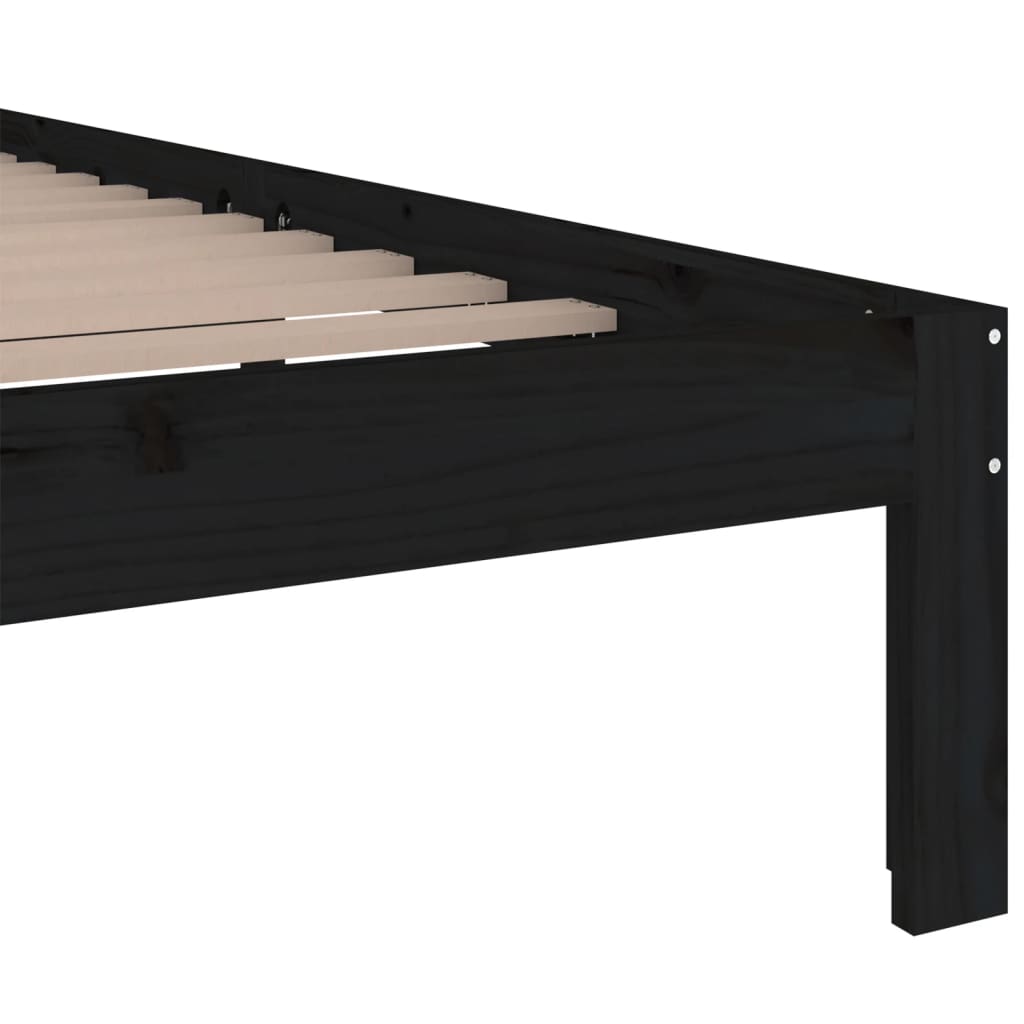 vidaXL Bed Frame | Black | Solid pine wood for frame, plywood for slats