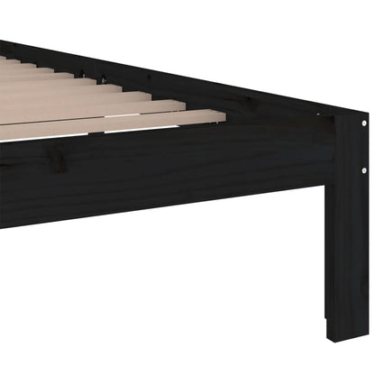 vidaXL Bed Frame | Black | Solid pine wood for frame, plywood for slats