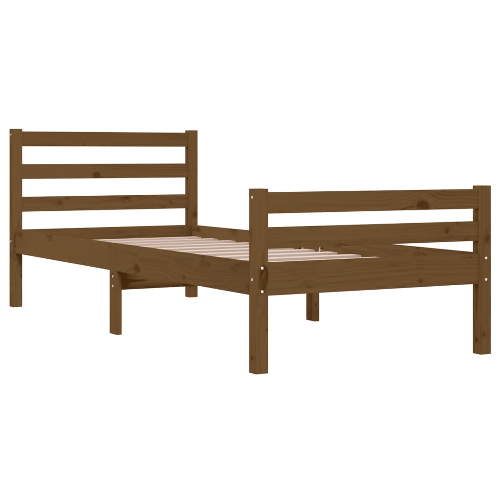vidaXL Bed Frame without Mattress Honey Brown Solid Wood 75x190 cm Small Single