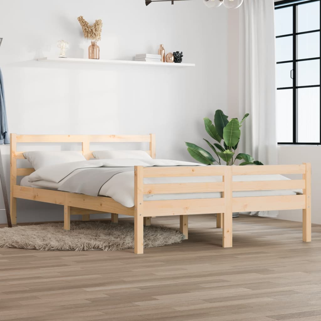 vidaXL Bed Frame without Mattress Solid Wood 135x190 cm Double Double