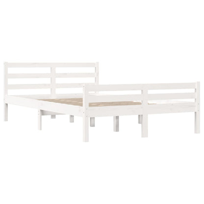 vidaXL Bed Frame without Mattress White Solid Wood 135x190 cm Double Double