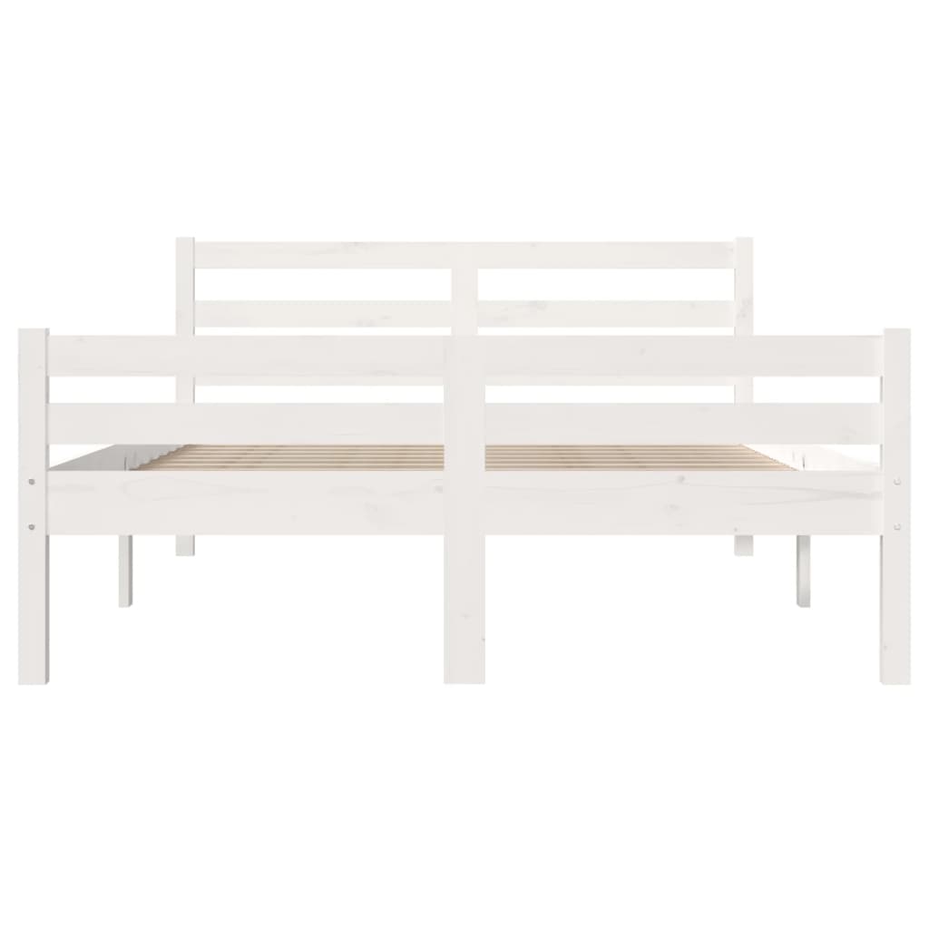 vidaXL Bed Frame without Mattress White Solid Wood 135x190 cm Double Double