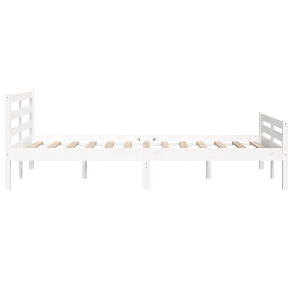 vidaXL Bed Frame without Mattress White Solid Wood 135x190 cm Double Double