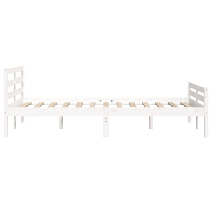 vidaXL Bed Frame without Mattress White Solid Wood 135x190 cm Double Double