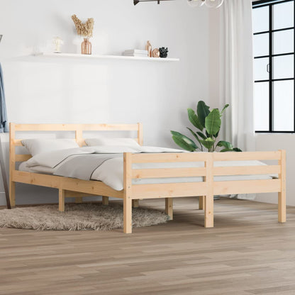 vidaXL Bed Frame | Natural | Solid Pine Wood | Double | Durable | Bed Frame