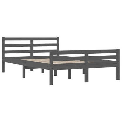 vidaXL Bed Frame | Grey | Solid pinewood, plywood | 140x190 cm mattress fit