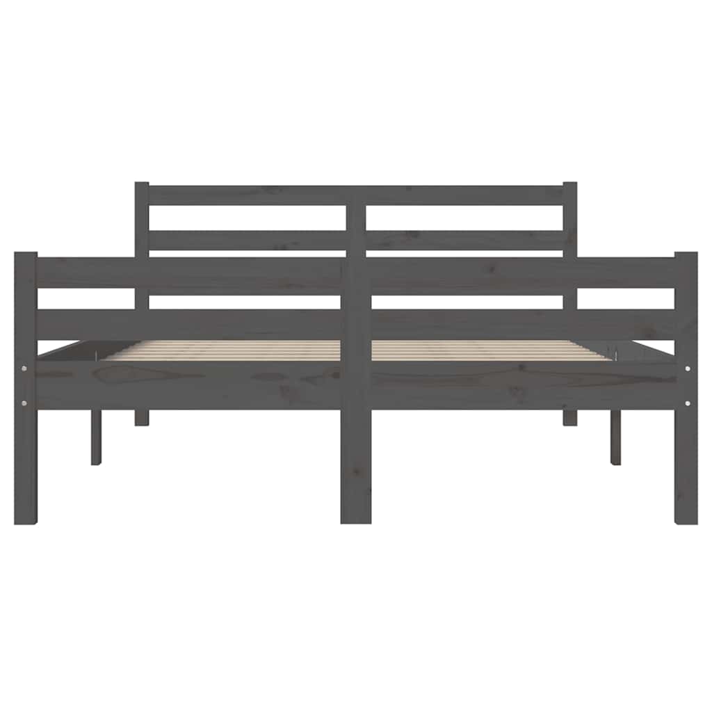 vidaXL Bed Frame | Grey | Solid pinewood, plywood | 140x190 cm mattress fit