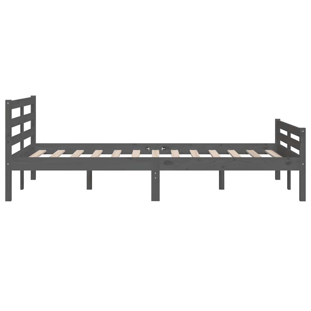 vidaXL Bed Frame | Grey | Solid pinewood, plywood | 140x190 cm mattress fit