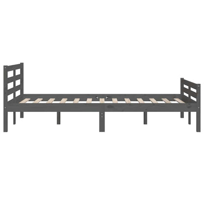 vidaXL Bed Frame | Grey | Solid pinewood, plywood | 140x190 cm mattress fit