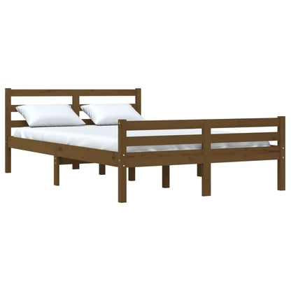vidaXL Bed Frame | Honey brown | Solid pinewood | Double |  Durable  | Bed Frame