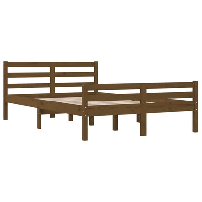 vidaXL Bed Frame | Honey brown | Solid pinewood | Double |  Durable  | Bed Frame