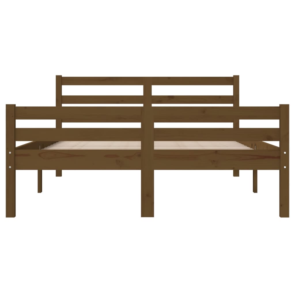vidaXL Bed Frame | Honey brown | Solid pinewood | Double |  Durable  | Bed Frame