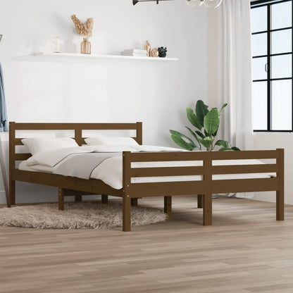 vidaXL Bed Frame | Honey brown | Solid pinewood | Double |  Durable  | Bed Frame