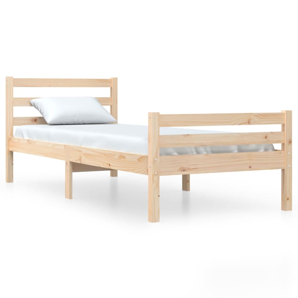 vidaXL Bed Frame | Natural wood | Solid pine wood (untreated) | Single
