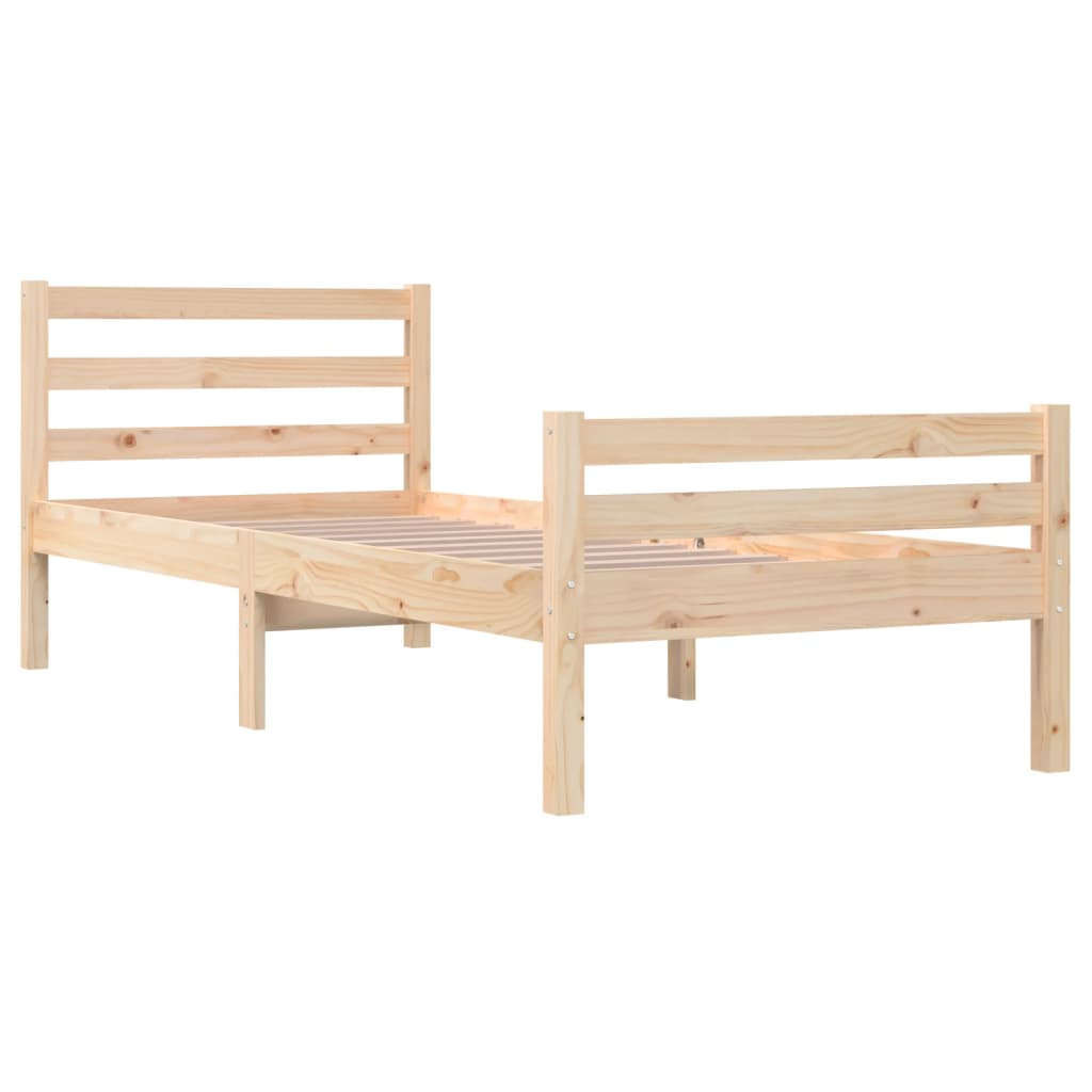 vidaXL Bed Frame | Natural wood | Solid pine wood (untreated) | Single