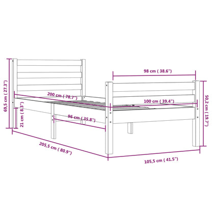 vidaXL Bed Frame | Natural wood | Solid pine wood (untreated) | Single