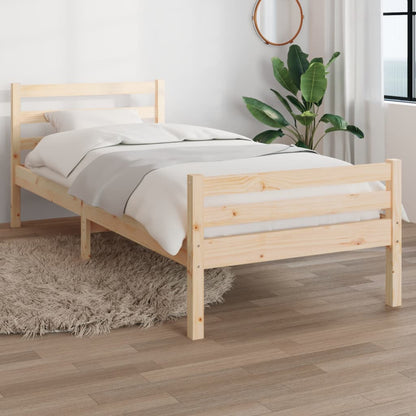 vidaXL Bed Frame | Natural wood | Solid pine wood (untreated) | Single