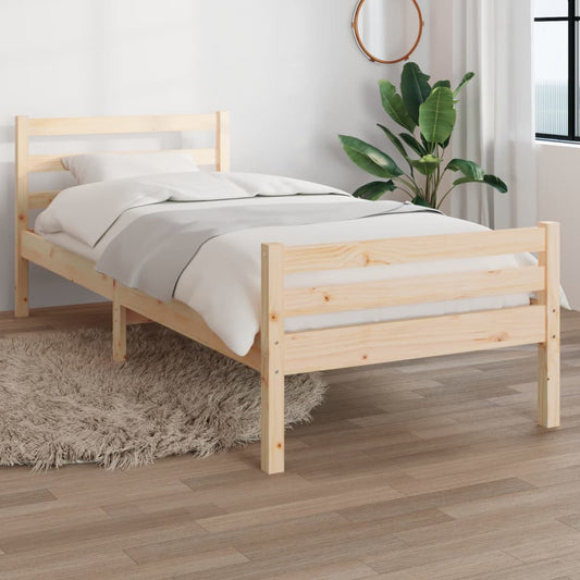 vidaXL Bed Frame | Natural wood | Solid pine wood (untreated) | Single