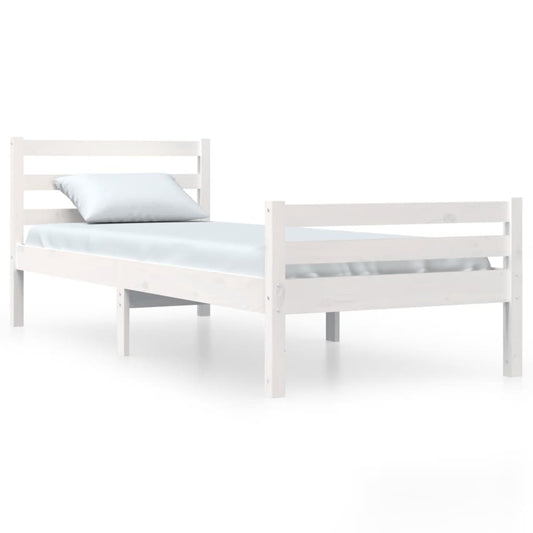 vidaXL Bed Frame | White | Solid pine wood, Plywood | Single | Durable