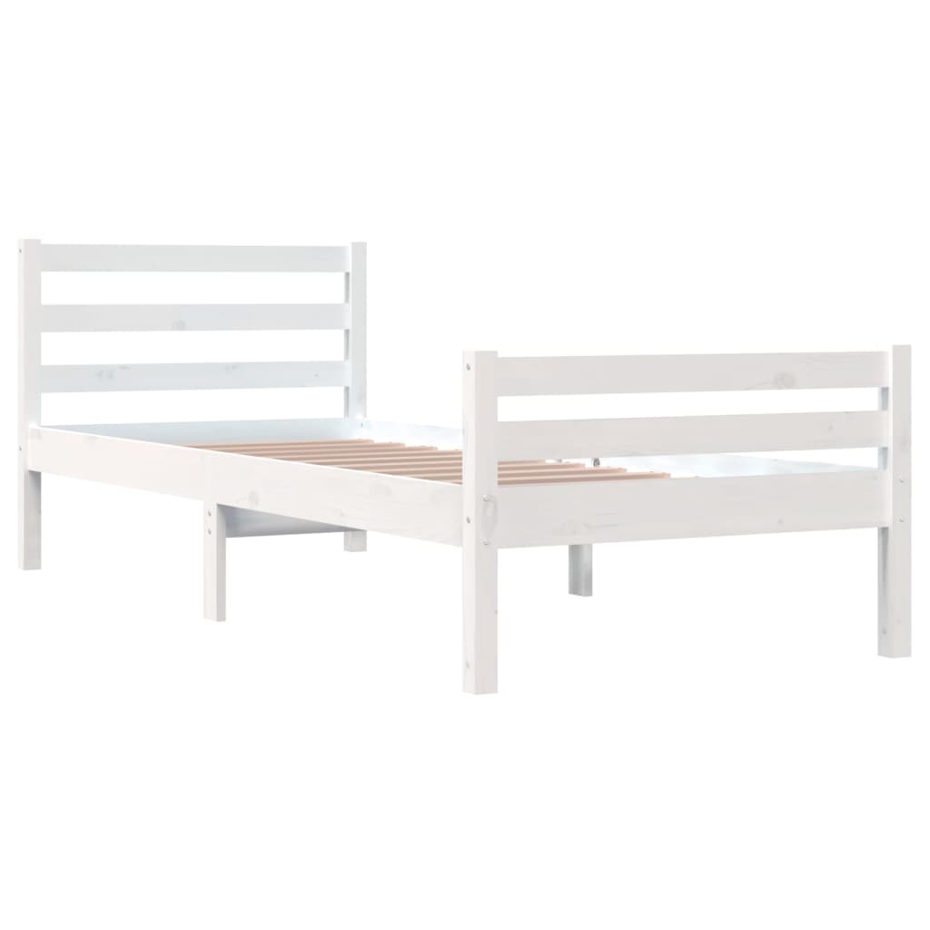 vidaXL Bed Frame without Mattress White Solid Wood 100x200 cm