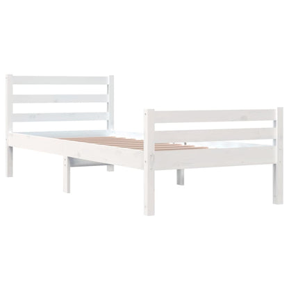 vidaXL Bed Frame without Mattress White Solid Wood 100x200 cm