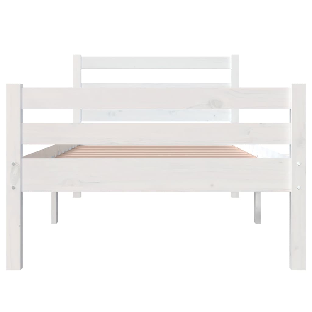 vidaXL Bed Frame without Mattress White Solid Wood 100x200 cm