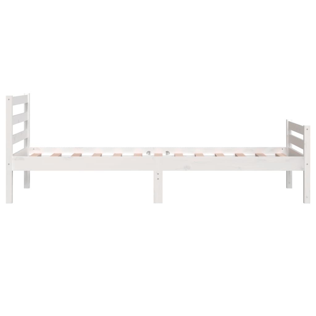 vidaXL Bed Frame without Mattress White Solid Wood 100x200 cm