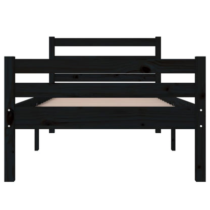 vidaXL Bed Frame | Black | Solid Pine Wood, Plywood | Single | Durable