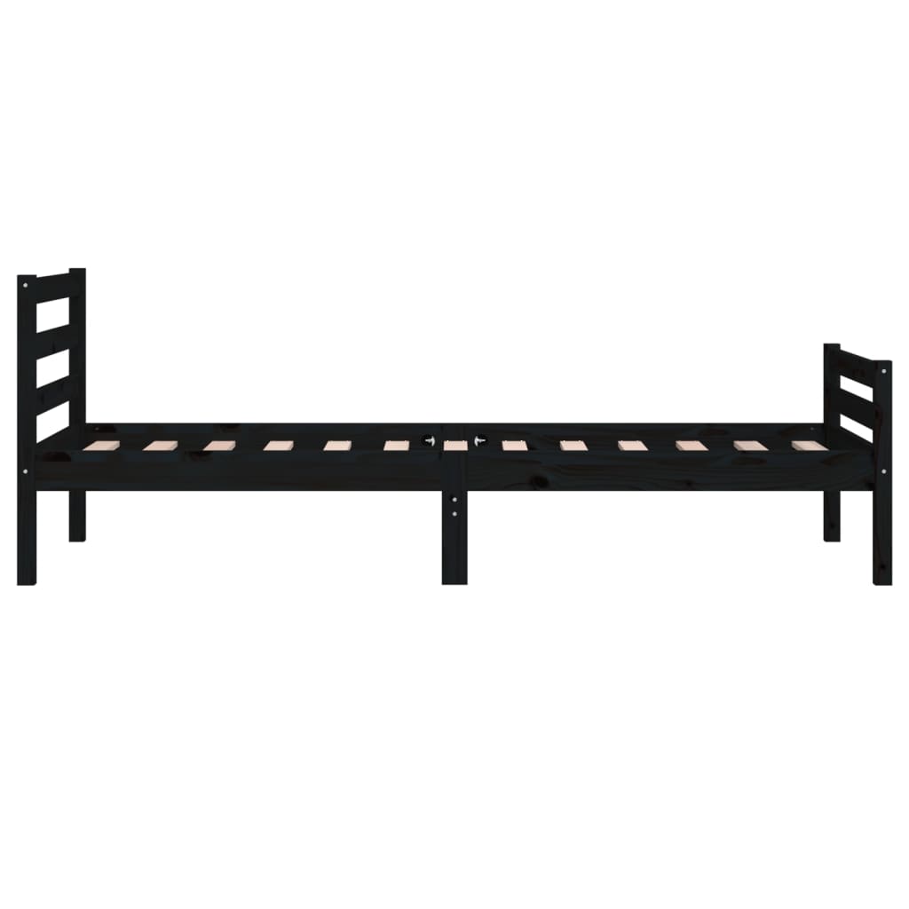 vidaXL Bed Frame | Black | Solid Pine Wood, Plywood | Single | Durable