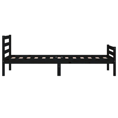 vidaXL Bed Frame | Black | Solid Pine Wood, Plywood | Single | Durable
