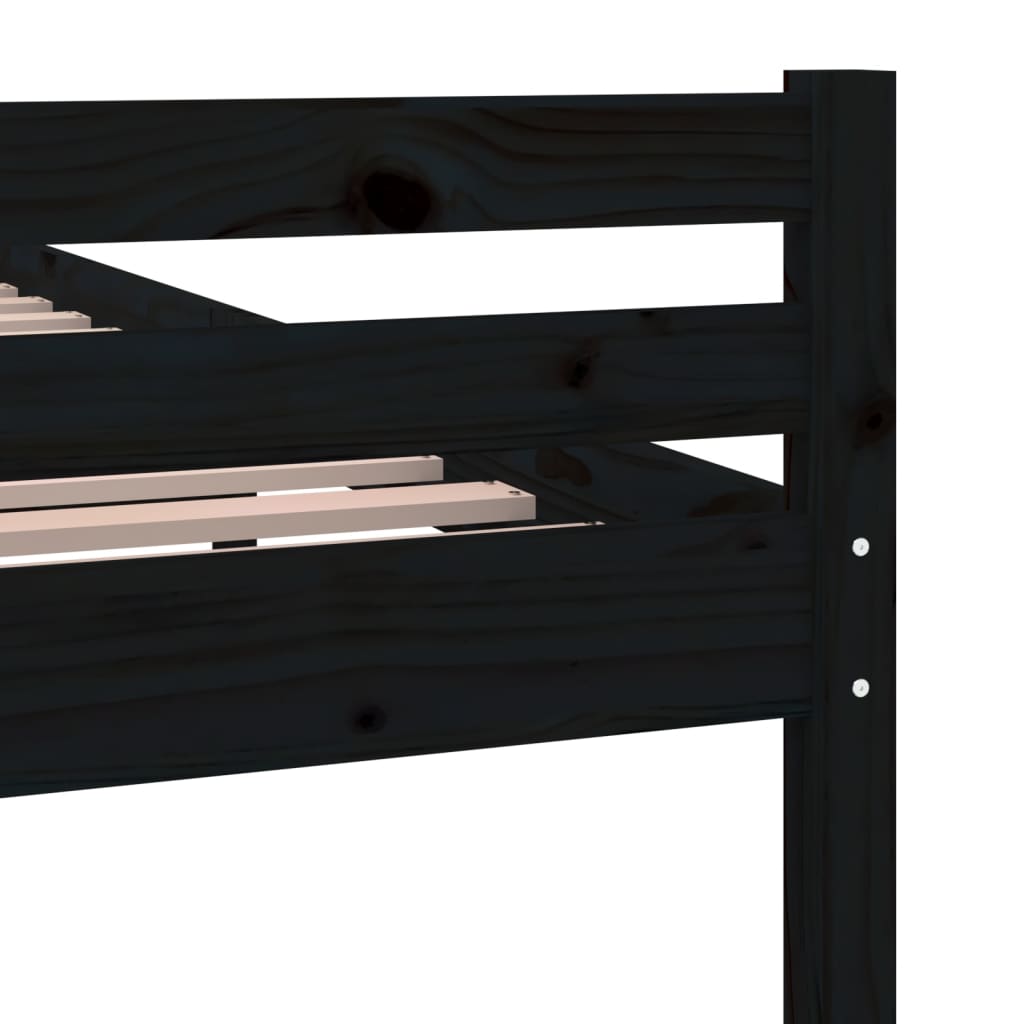 vidaXL Bed Frame | Black | Solid Pine Wood, Plywood | Single | Durable