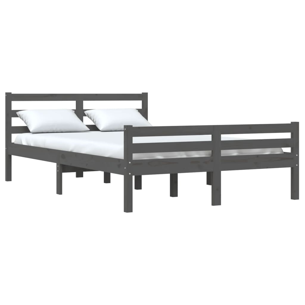 vidaXL Bed Frame without Mattress Grey Solid Wood 120x200 cm