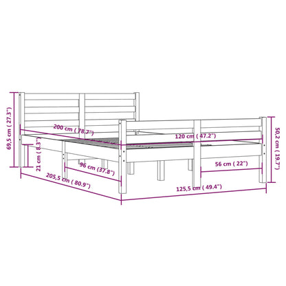 vidaXL Bed Frame without Mattress Grey Solid Wood 120x200 cm