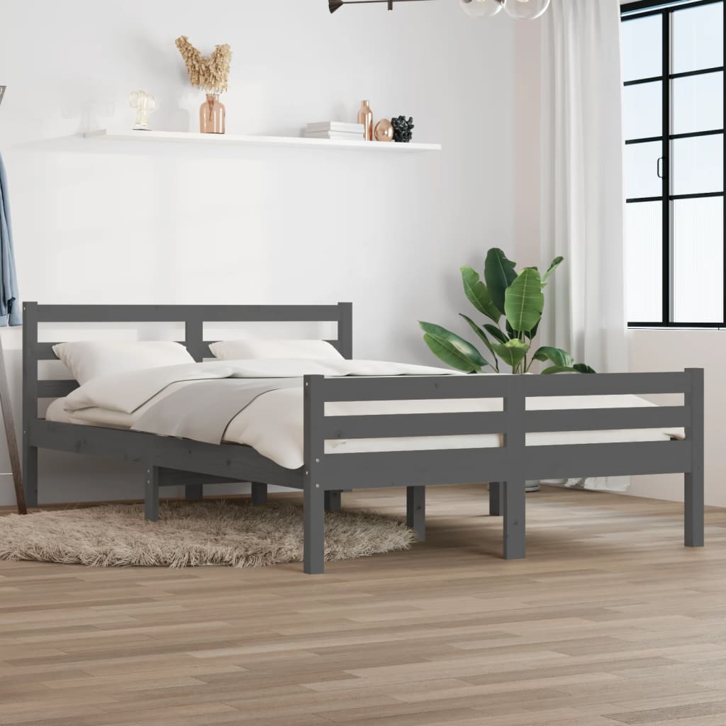 vidaXL Bed Frame without Mattress Grey Solid Wood 120x200 cm