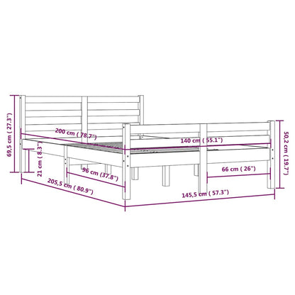 vidaXL Bed Frame without Mattress White Solid Wood 140x200 cm