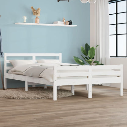 vidaXL Bed Frame without Mattress White Solid Wood 140x200 cm