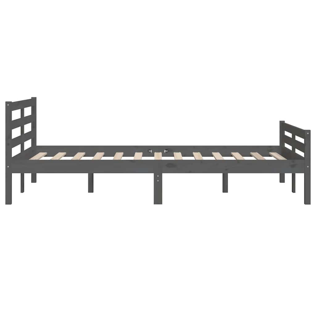 vidaXL Bed Frame without Mattress Grey Solid Wood 140x200 cm