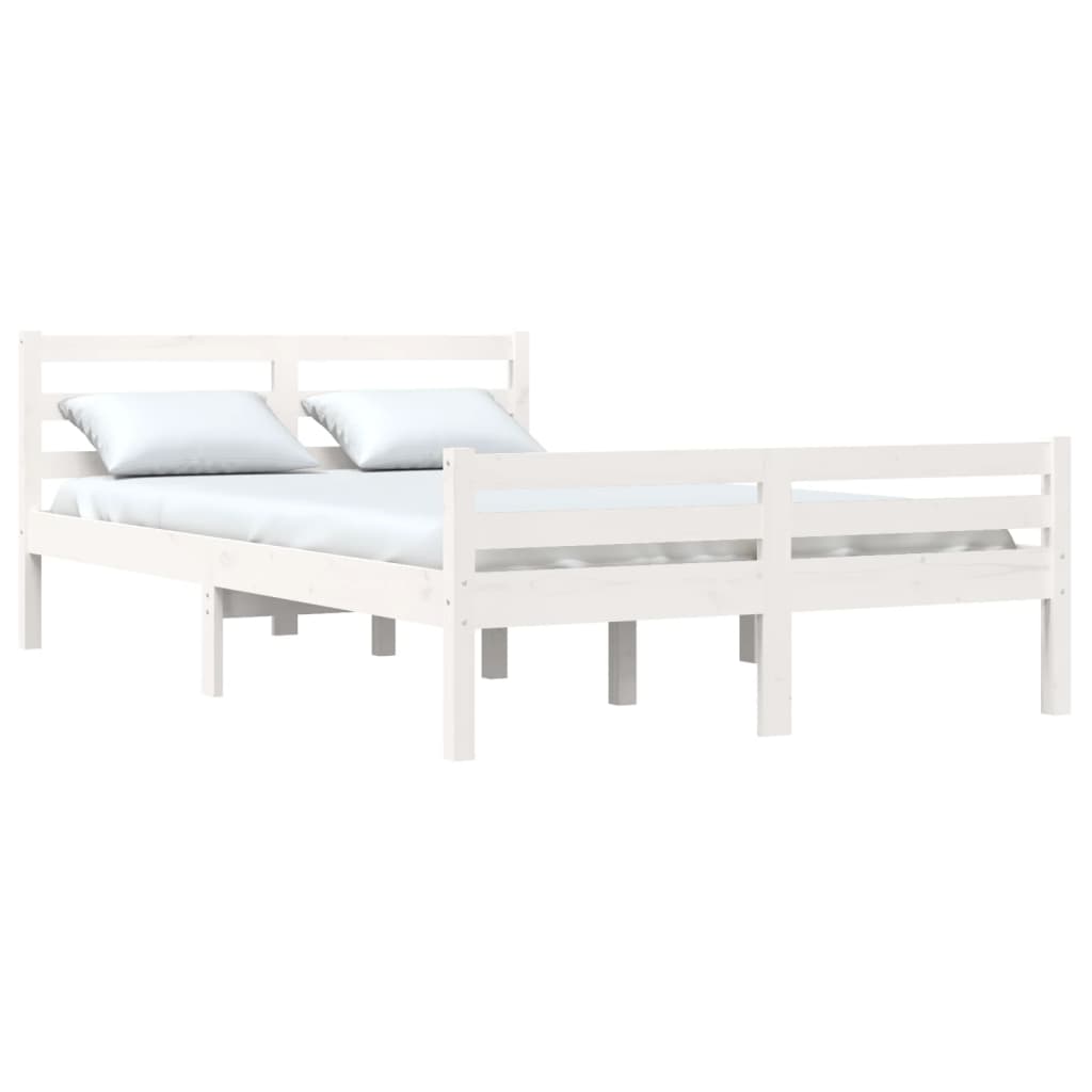 vidaXL Bed Frame without Mattress White Solid Wood 150x200 cm King Size King Size