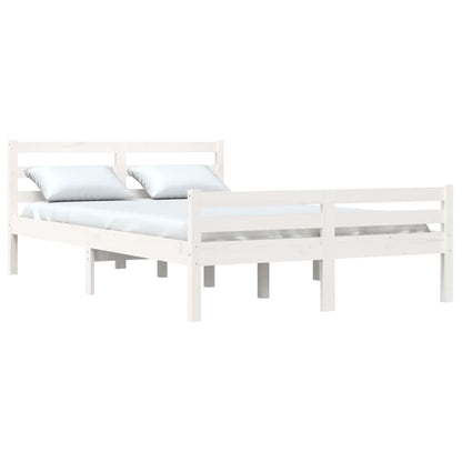 vidaXL Bed Frame without Mattress White Solid Wood 150x200 cm King Size King Size