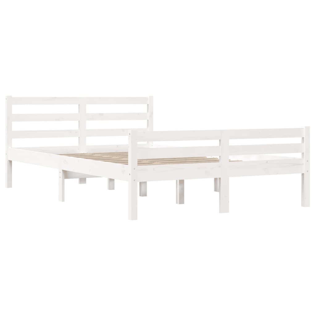 vidaXL Bed Frame without Mattress White Solid Wood 150x200 cm King Size King Size