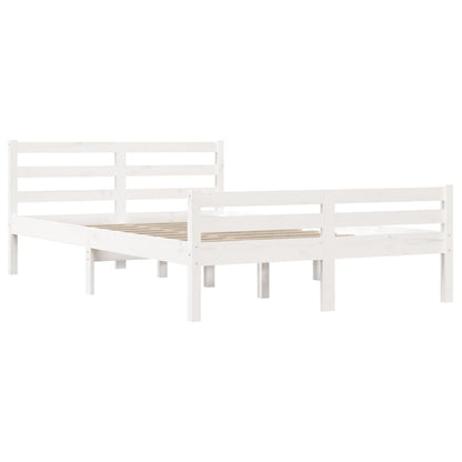 vidaXL Bed Frame without Mattress White Solid Wood 150x200 cm King Size King Size