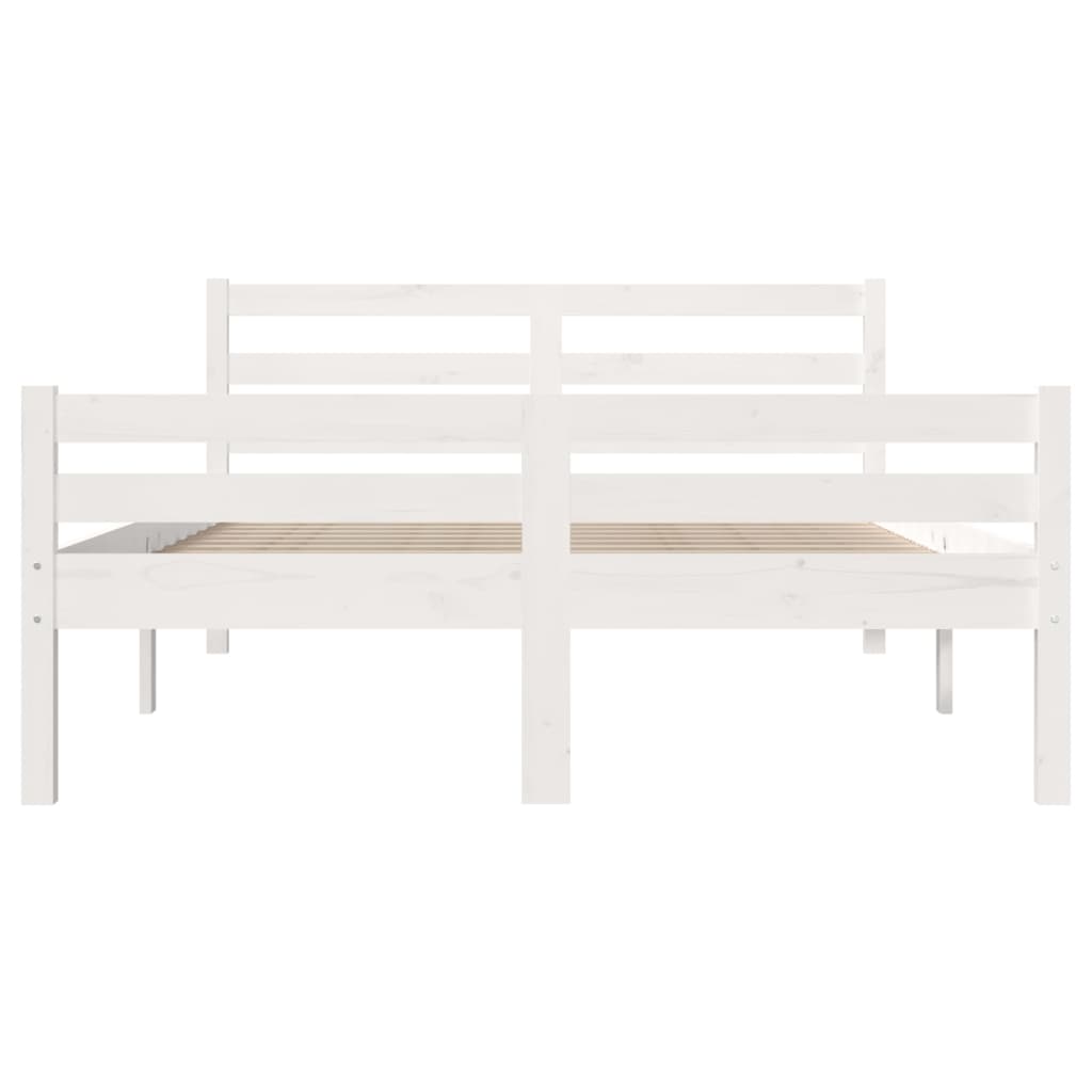 vidaXL Bed Frame without Mattress White Solid Wood 150x200 cm King Size King Size