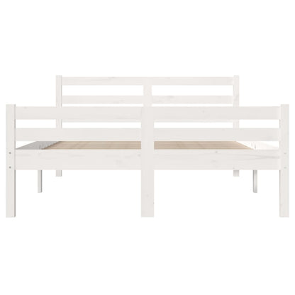 vidaXL Bed Frame without Mattress White Solid Wood 150x200 cm King Size King Size