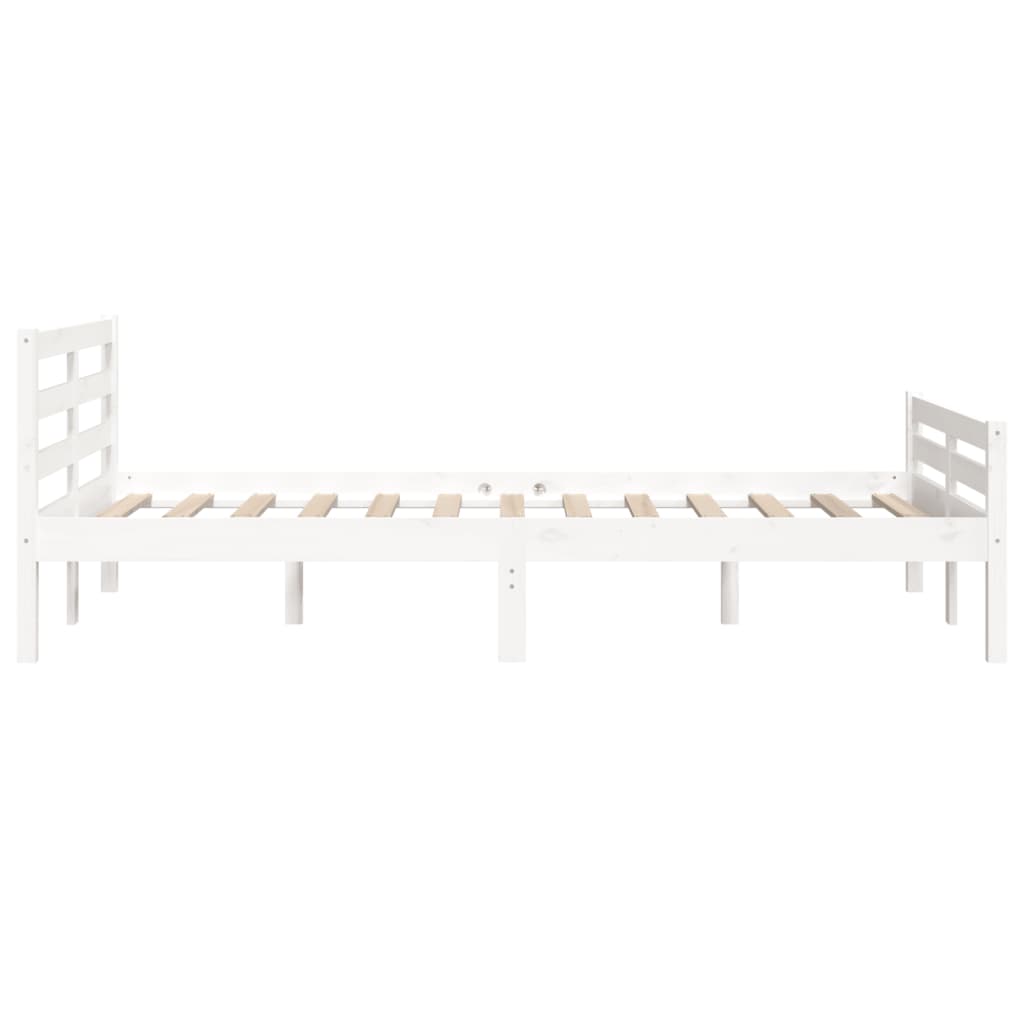 vidaXL Bed Frame without Mattress White Solid Wood 150x200 cm King Size King Size