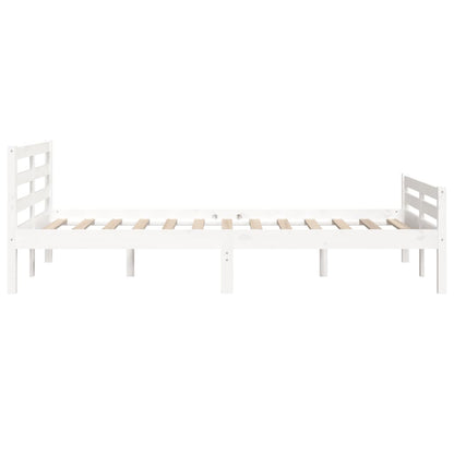 vidaXL Bed Frame without Mattress White Solid Wood 150x200 cm King Size King Size