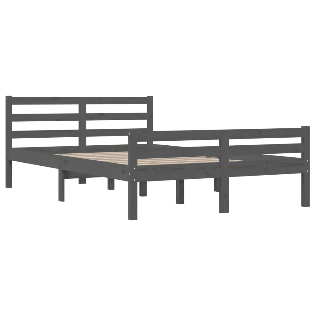 vidaXL Bed Frame without Mattress Grey Solid Wood 150x200 cm King Size King Size