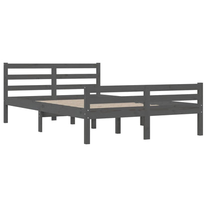 vidaXL Bed Frame without Mattress Grey Solid Wood 150x200 cm King Size King Size